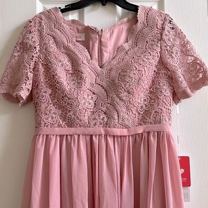 A-line V-Neck Floor-Length Chiffon Lace Bridesmaid Dress